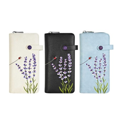Lavender Clutch Wallet - available in white, black and blue
